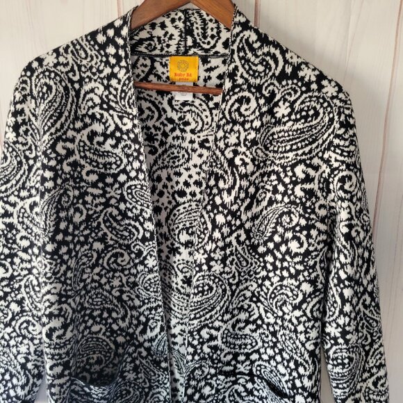 Ruby Rd Petite Women’s PS Open Front Cardigan Sweater, Black/White, Long Sleeve, - Picture 4 of 9